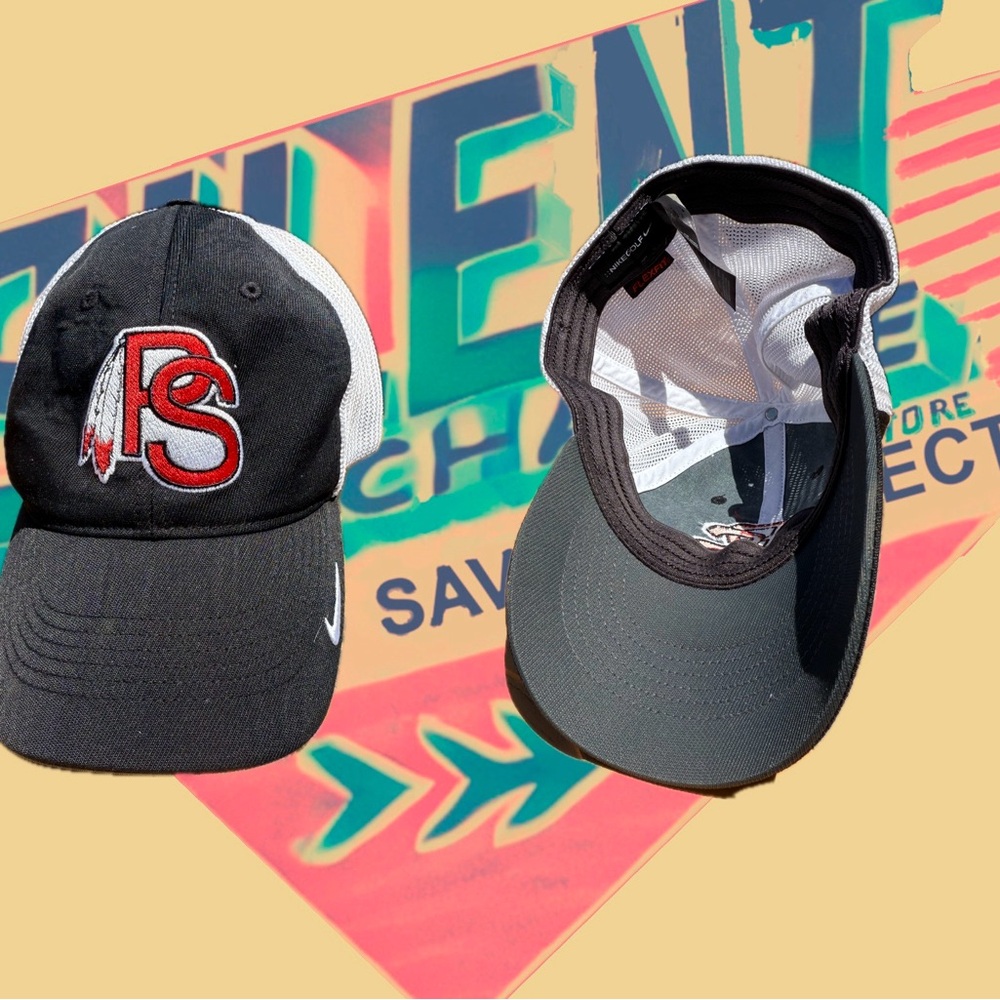 Nike Black and White Cap with Red Logo